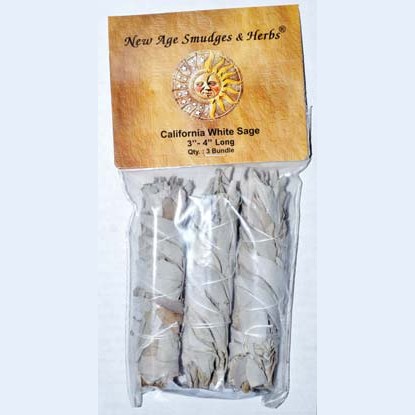 set of 3 White Sage smudge stick 3"