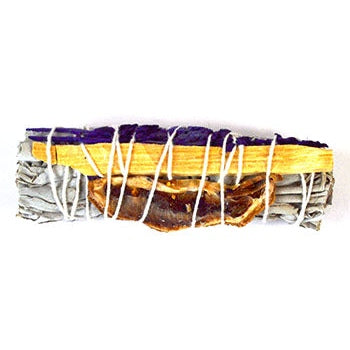 4" White Sage, Lavender, Palo Santo & Lemon Slice Florida water smudge stick