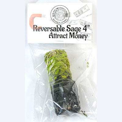 Attract Money Reversible Smudge Stick 4-inch sage tool for cleansing negativity and attracting abundance in spiritual rituals