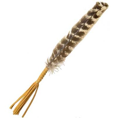 set of 2 Leather Wrapped smudging feather 10"