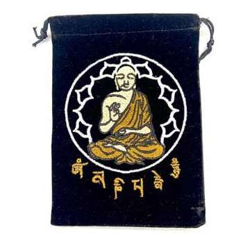 Black Embroidered Buddha Pouch, Set of 10, 5x7 Inches