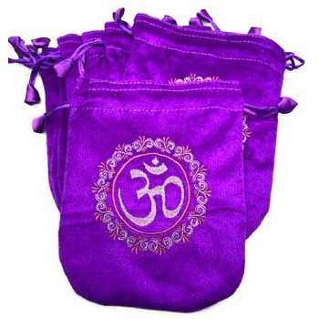 Purple Velveteen Om Pouches, Set of 10, 6 x 8 Inches