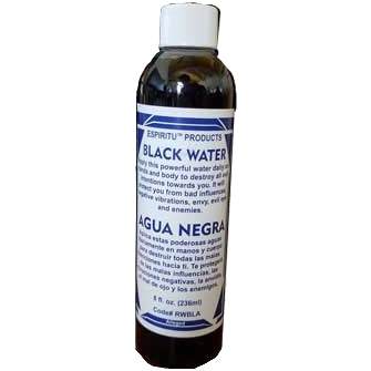 8 oz bottle of Black Water spiritual cleanser for banishing negativity and energy protection