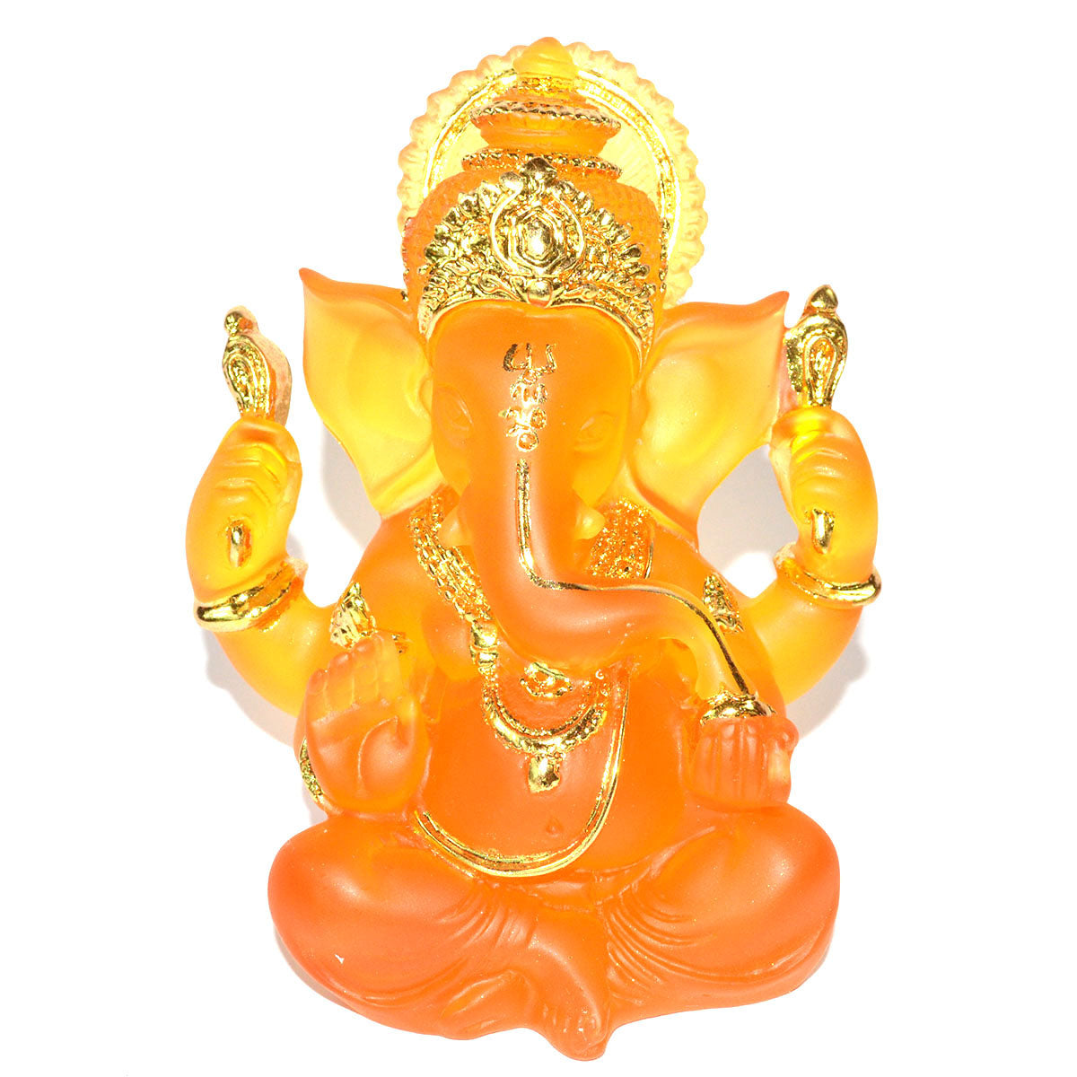 Orange and Gold Ganesh Statue, 5 Inches