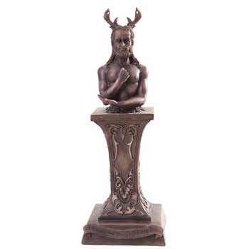 Horned God Bronze Polyresin Statue, 12.5 Inch