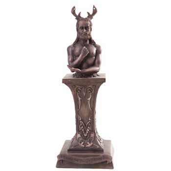 Horned God Bronze Polyresin Statue, 12.5 Inch