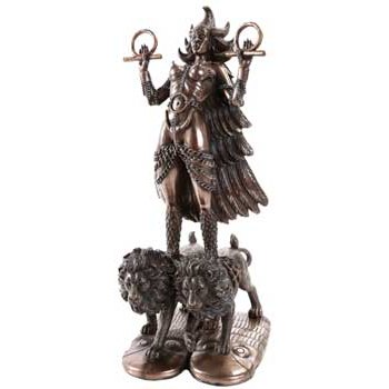 Ishtar cold cast bronze statue by Derek Frost, symbolizing fertility, love, and power.