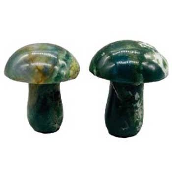 set of 2 1 3/4" Mushroom Moss Agate