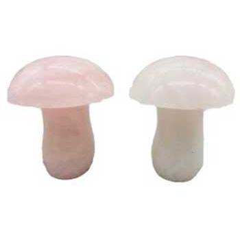 set of 2 1 3/4" Mushroom Rose Quartz