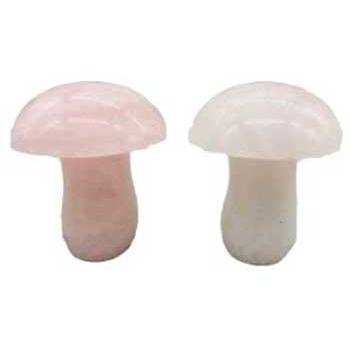 set of 2 1 3/4" Mushroom Rose Quartz
