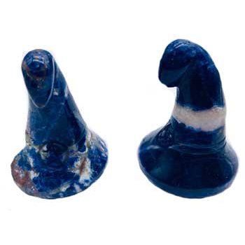 Set of 2 sodalite Witch's Hat crystals for meditation.