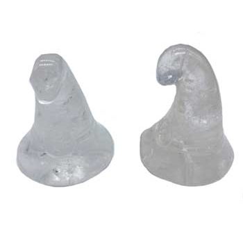 Set of 2 Witch's Hat Crystals made from Quartz, 1 3/4" each, mystical energy.