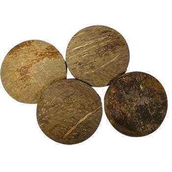 Set of 4 round coconut shell tops used for divination and spiritual rituals