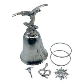 Obatala tools set with eagle bell, includes metal bell and accessories.
