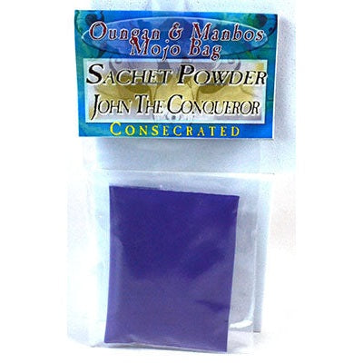 .5oz John the Conquerer sachet powder consecrated in a clear package.