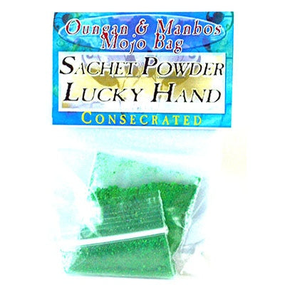.5oz Lucky Hand sachet powder, consecrated, for magical use and good luck.