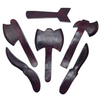 Shango tools wooden set for Orisha, King of Yoruba religion, 6 pieces.