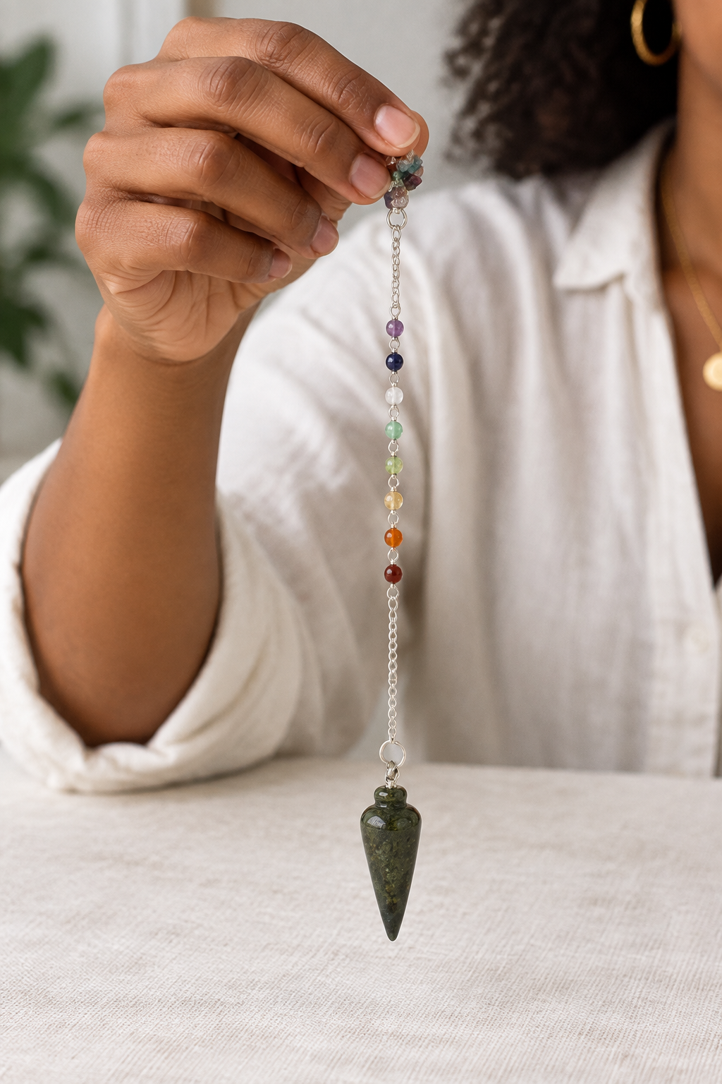 Dark green pendulum lifestyle scene