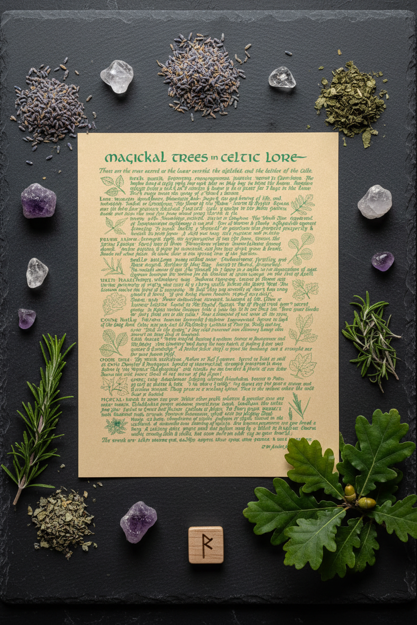 Celtic Trees Poster by AzureGreen, 8.5 x 11 Inches, alternate view