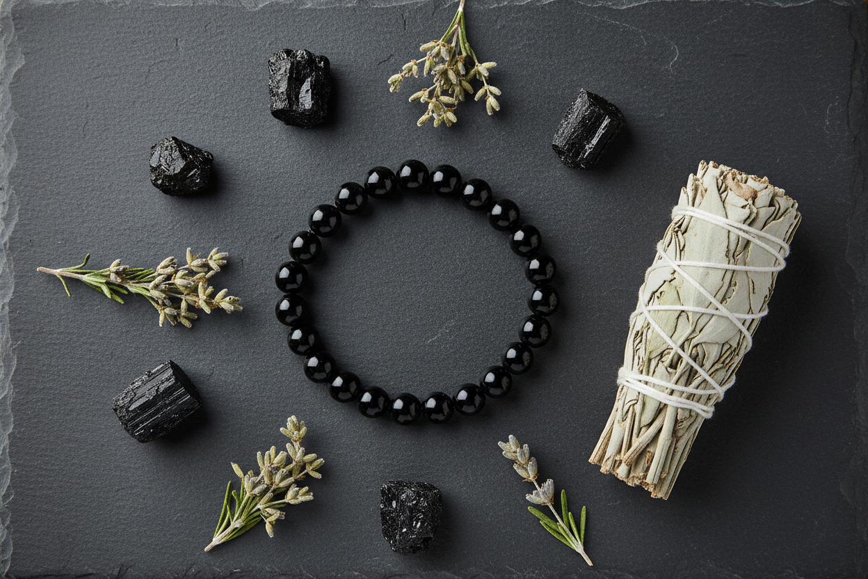 Black Tourmaline Bracelet, 8mm, view 6