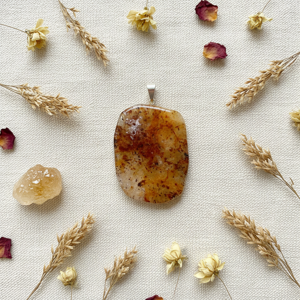 Golden Quartz Slice Pendant