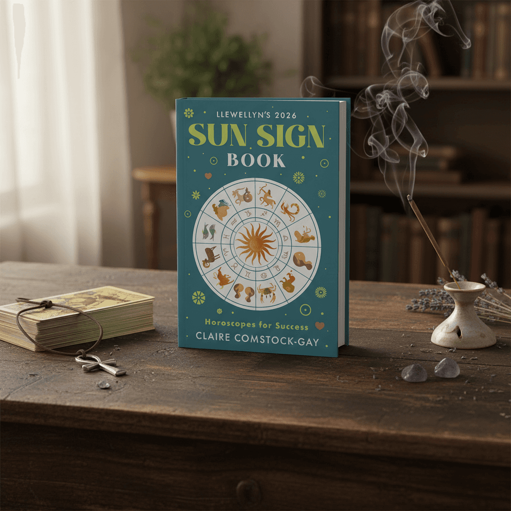 You will be generating high-quality product photos for an online stores product page. The product images should closely match the original products.
Here is the prompt (IMPORTANT!): """A detailed, photorealistic depiction of the '2026 Sun Sign Book b