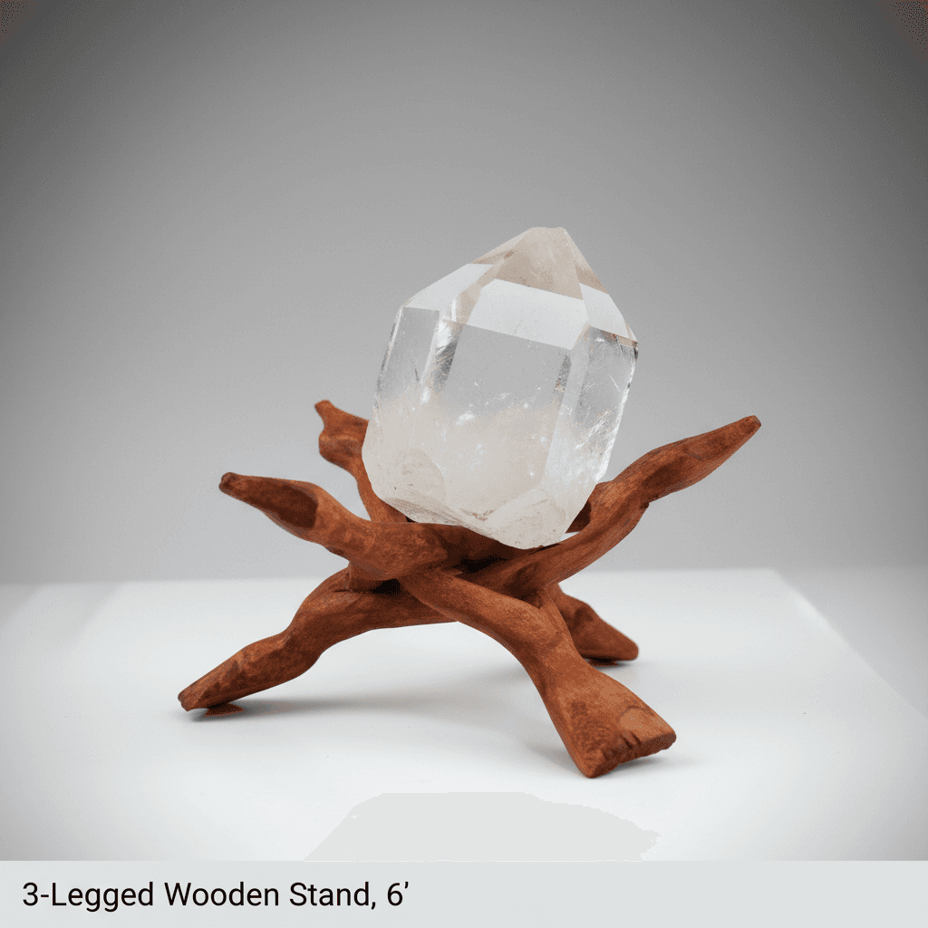 You will be generating high-quality product photos for an online stores product page. The product images should closely match the original products.
Here is the prompt (IMPORTANT!): """A high-resolution studio shot of the 3-legged wooden stand on a m