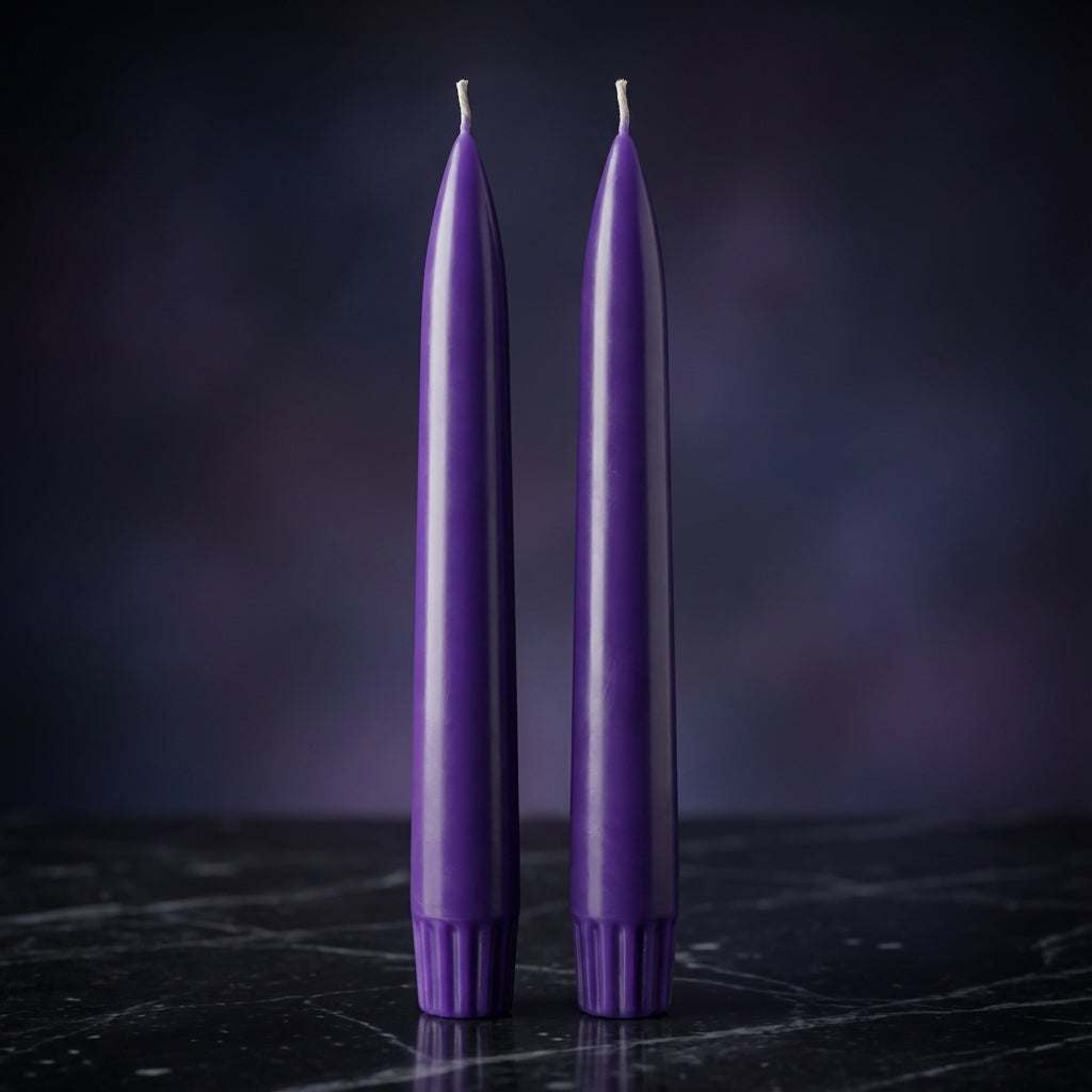 7 Inch Purple Taper Candles, Set of 2