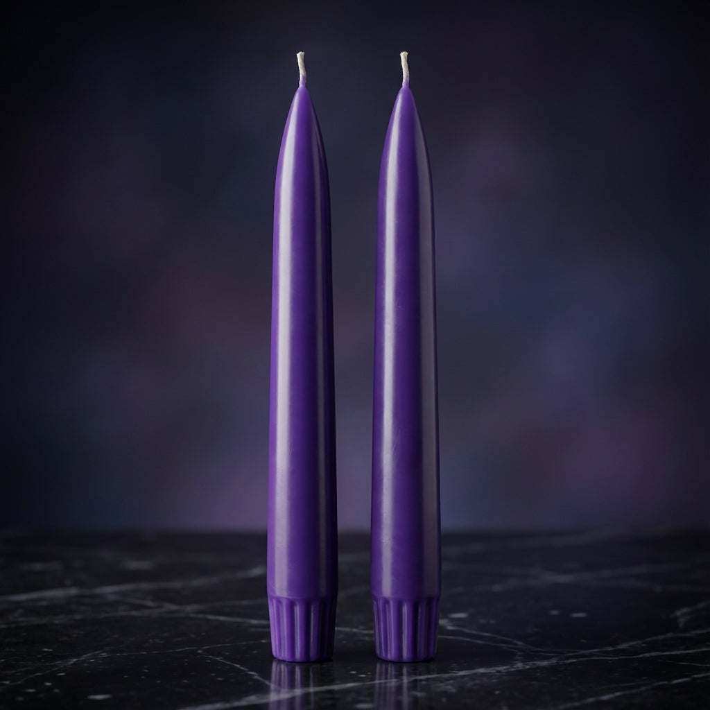 7 Inch Purple Taper Candles, Set of 2, alternate view