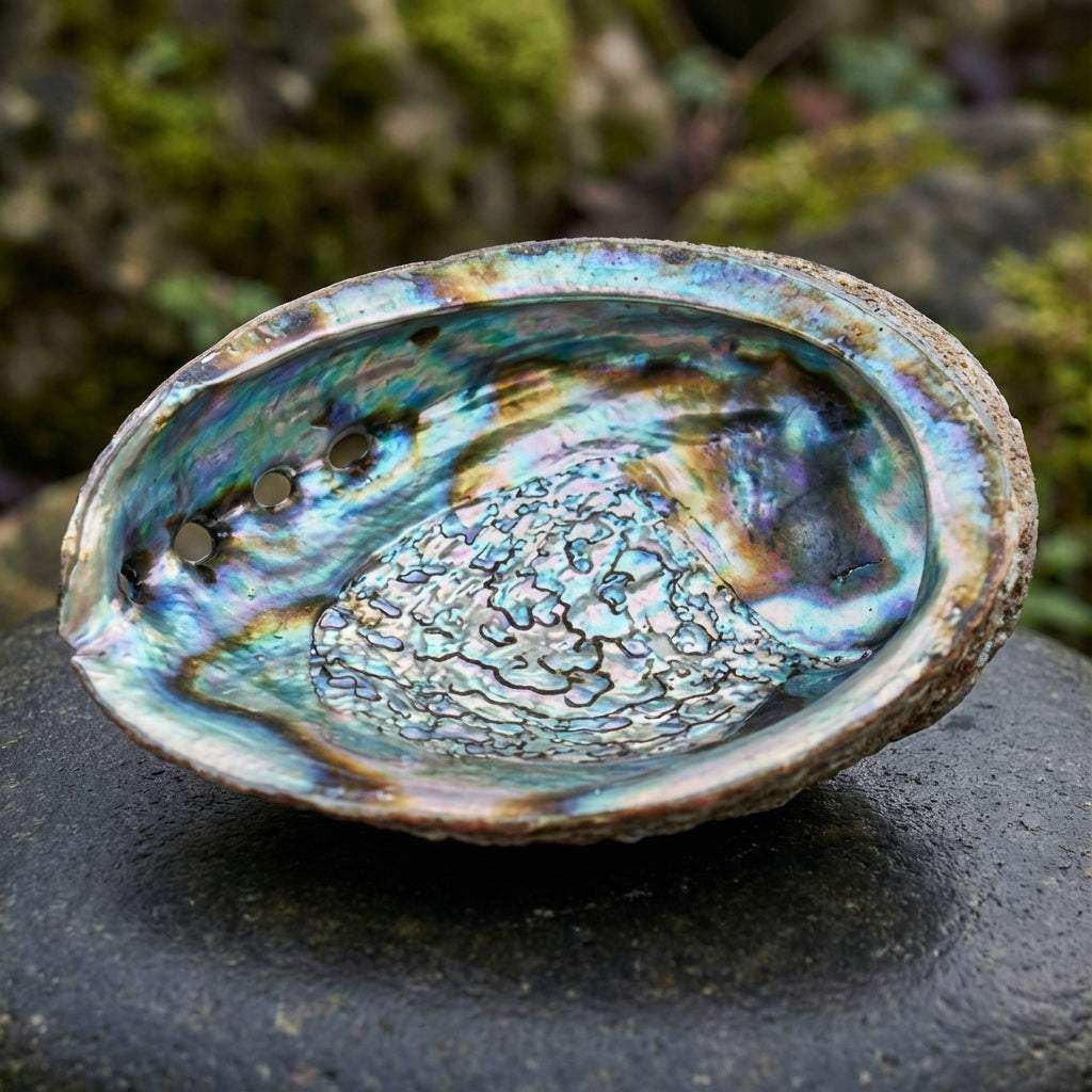You will be generating high-quality product photos for an online stores product page. The product images should closely match the original products.
Here is the prompt (IMPORTANT!): """A high-resolution, photorealistic close-up of the Abalone Shell I