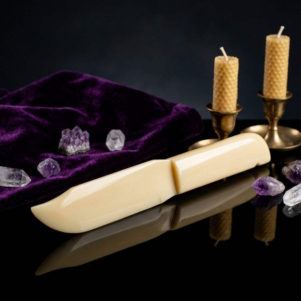 You will be generating high-quality product photos for an online stores product page. The product images should closely match the original products.
Here is the prompt (IMPORTANT!): """A vivid, studio-style setup showcasing the acrylic athame on a po