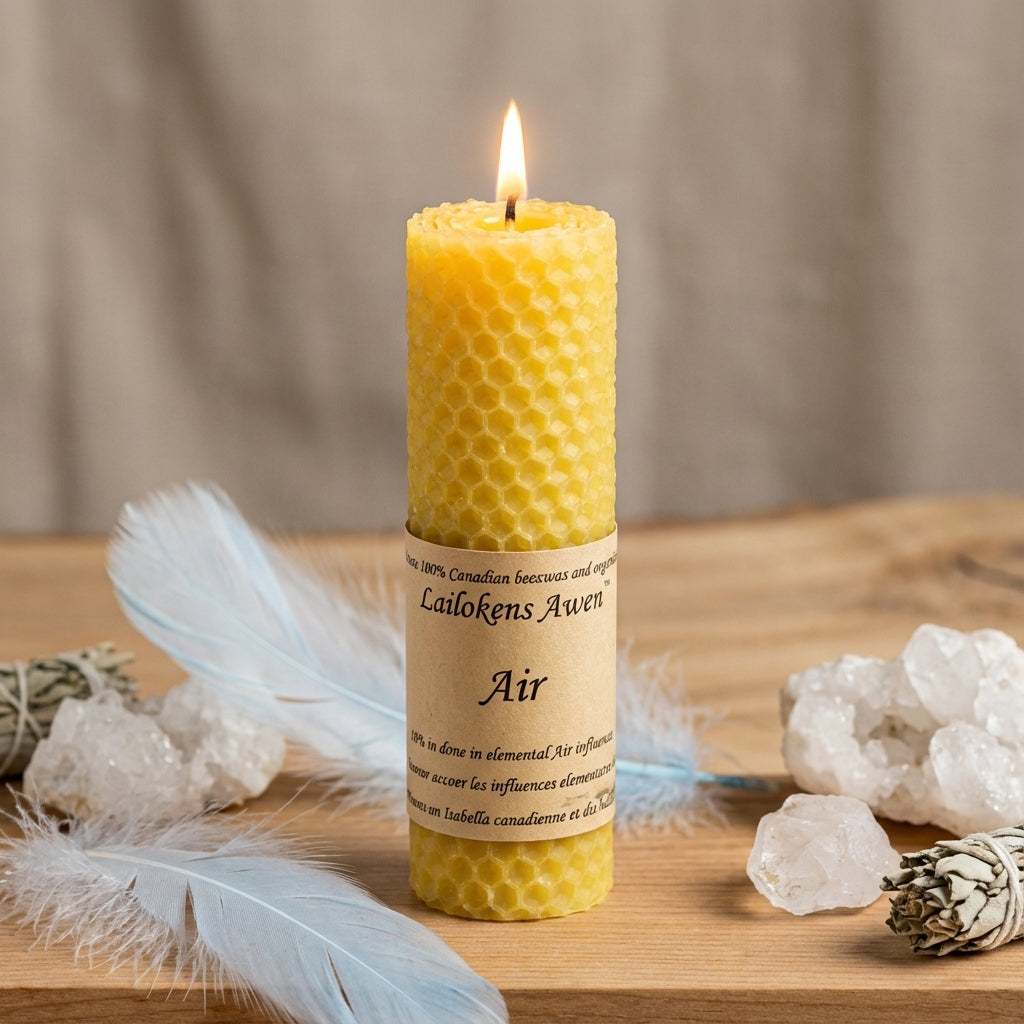 You will be generating high-quality product photos for an online stores product page. The product images should closely match the original products.
Here is the prompt (IMPORTANT!): """A vivid, lifelike depiction of the Air Lailokens Awen Candle, 4 1