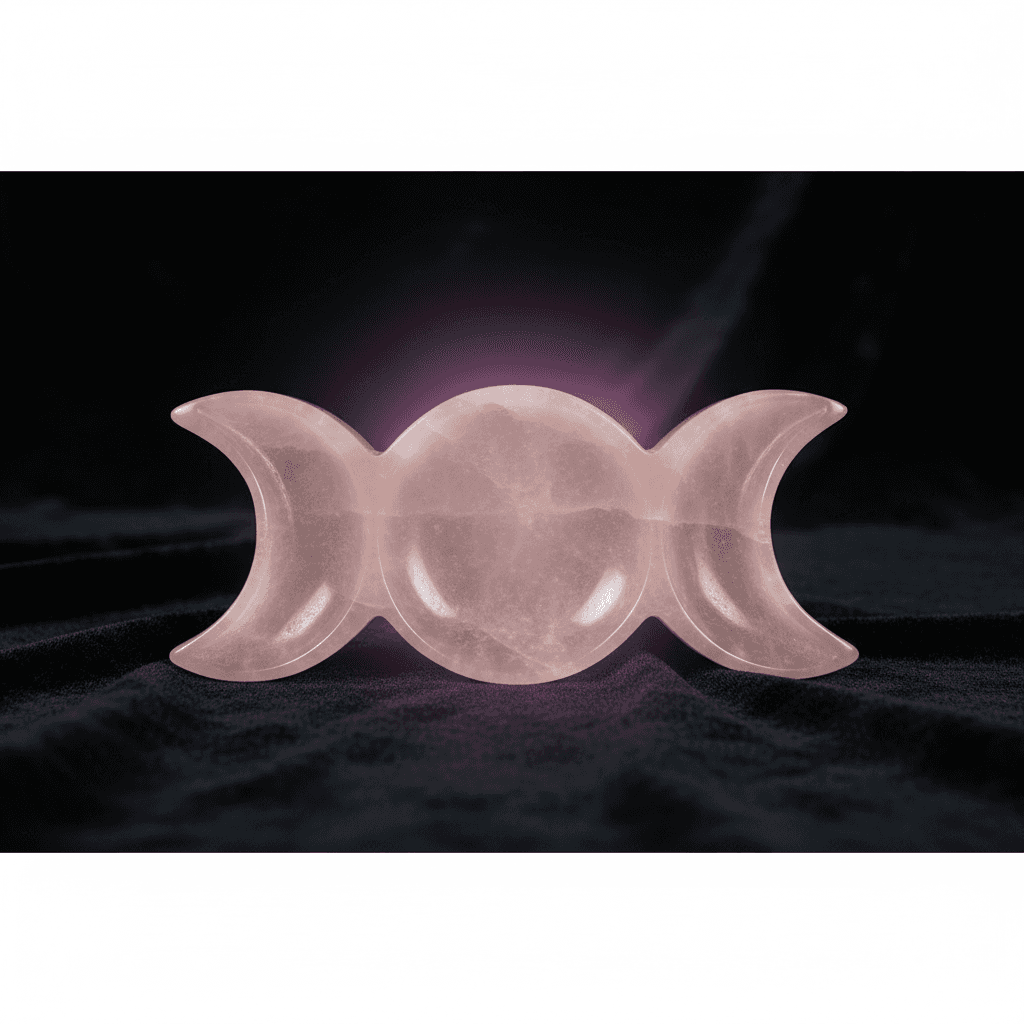 Pink Calcite Triple Moon Offering Plate, 7", alternate view