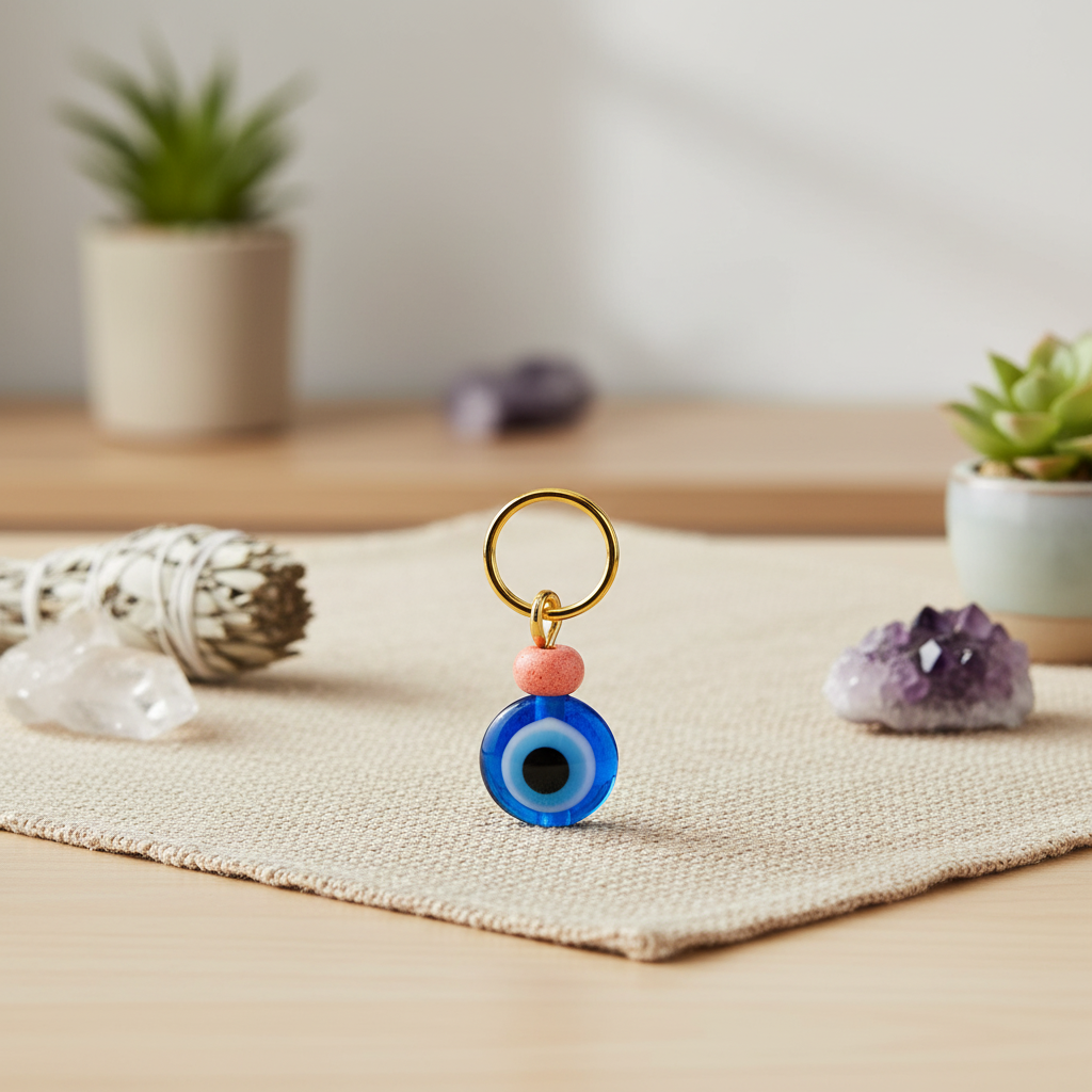 Gold Toned Evil Eye Keychain, 1/2"