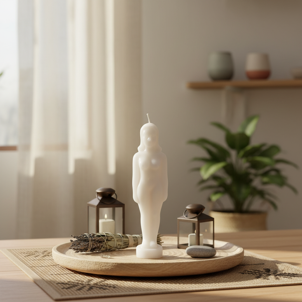 White Woman Candle, 6 3/4"