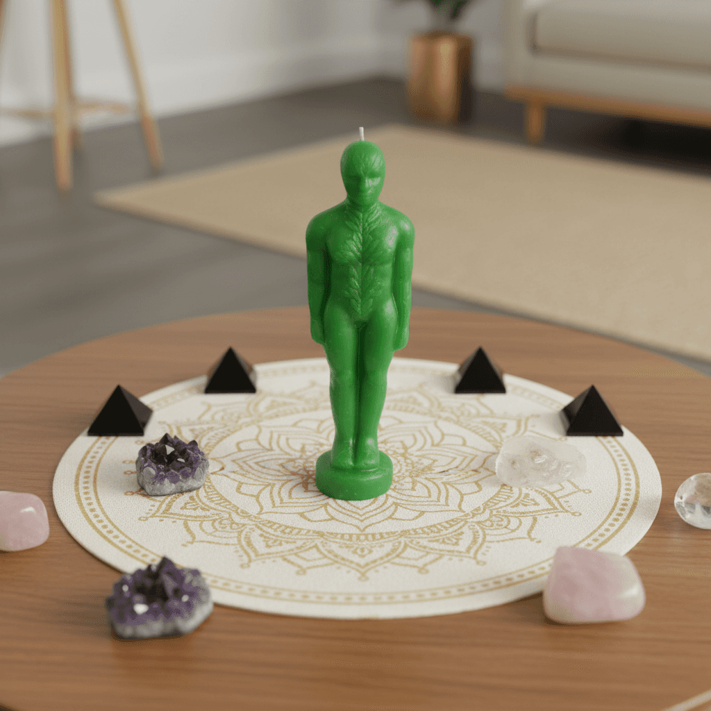 Green Man Candle, 6 3/4", alternate view