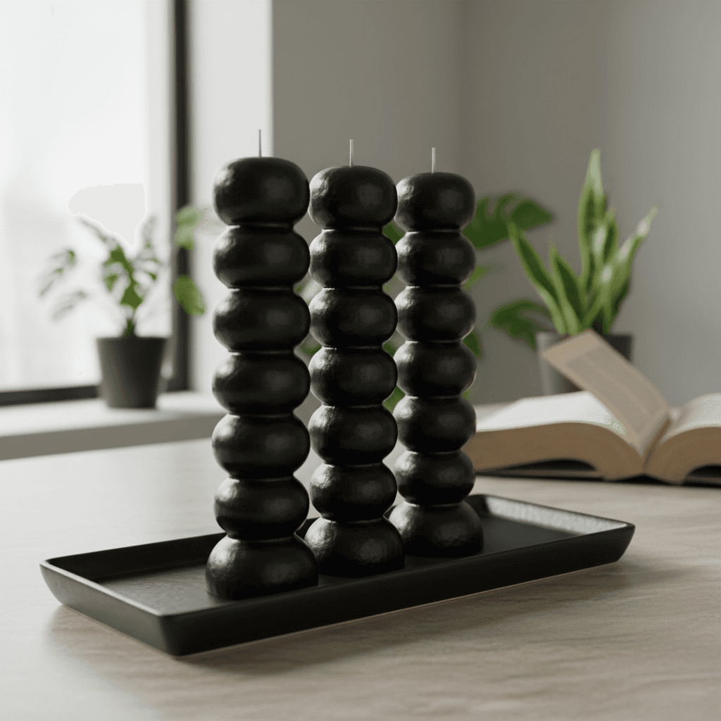 Black Seven Knob Candles, 6 1/2", alternate view