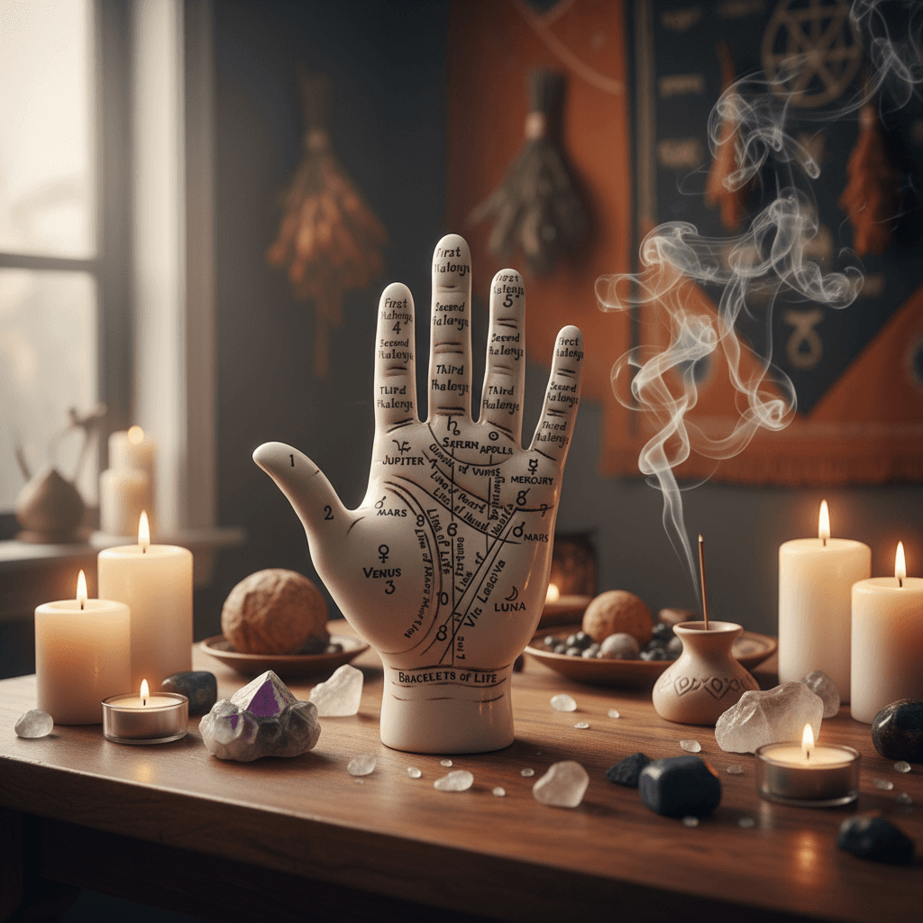 Large Palmistry Hand, 9 1/2", detail view