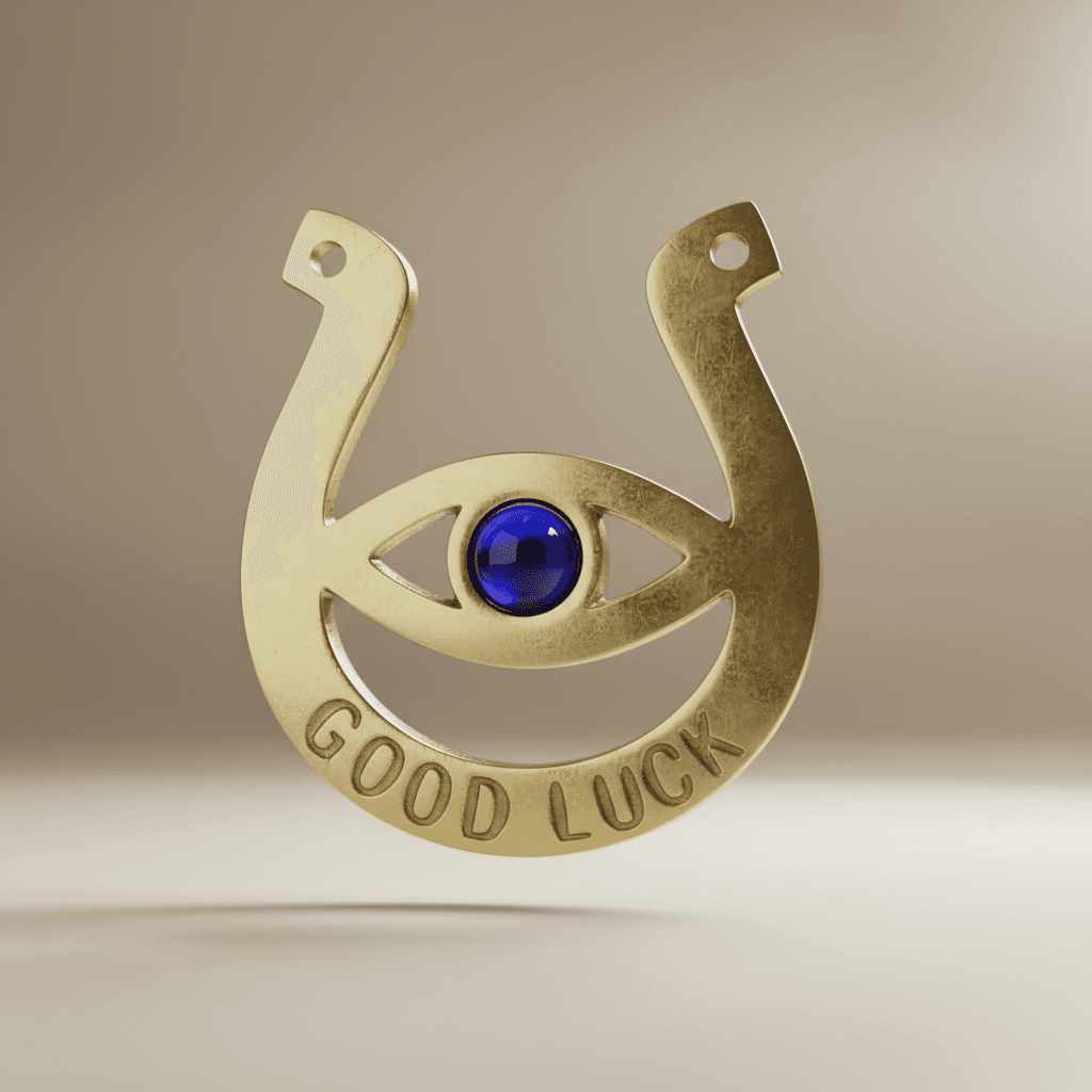 Evil Eye Horseshoe Good Luck Charm, alternate view