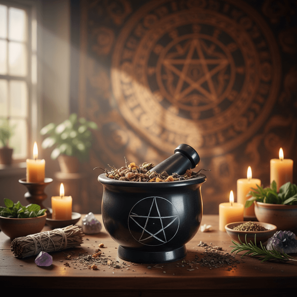 Pentagram Mortar and Pestle, Set of 4", detail view