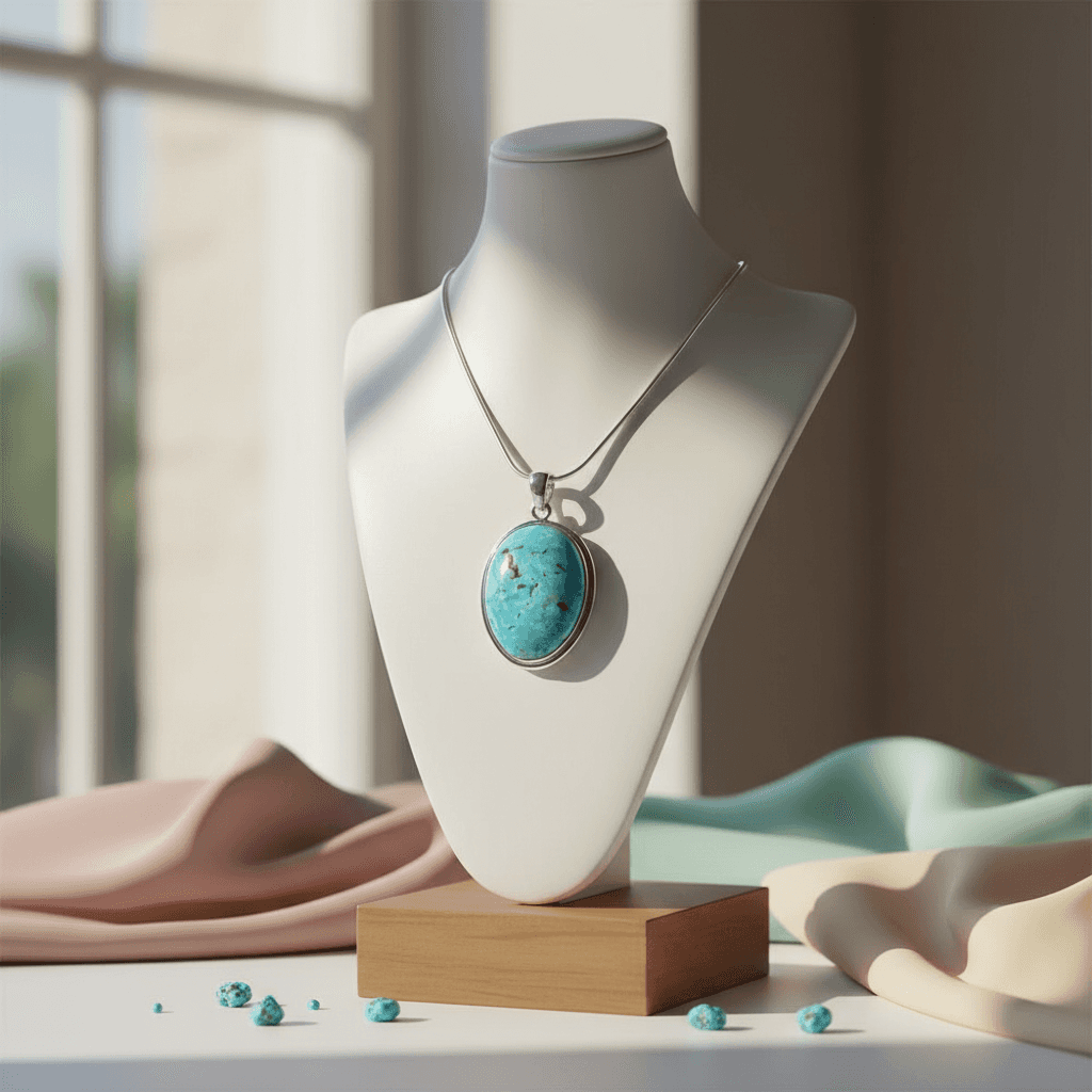 Turquoise pendant, detail view