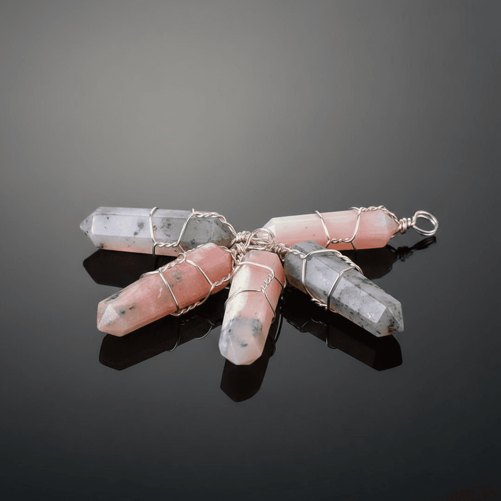 Pink Opal Wire Wrapped Point, Set of 5, 1.5', alternate view