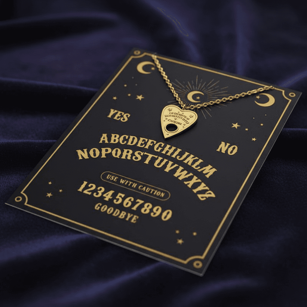 Planchette Necklace Greeting Card, detail view