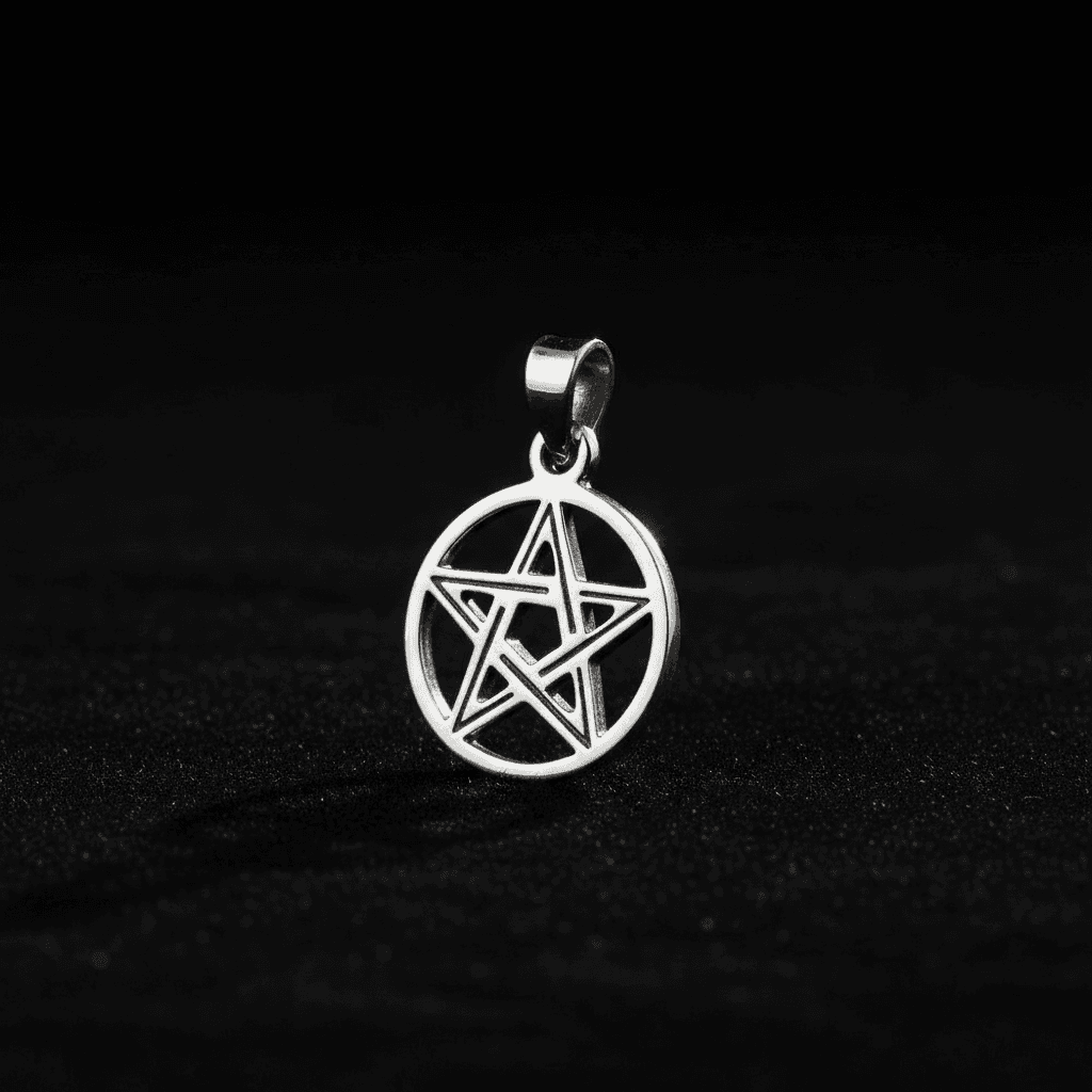 Sterling Silver Pentacle Pendant, 1/2", alternate view