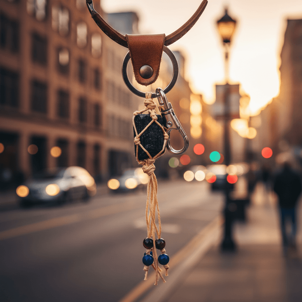 Protection/ Black Tourmaline keychain, alternate view