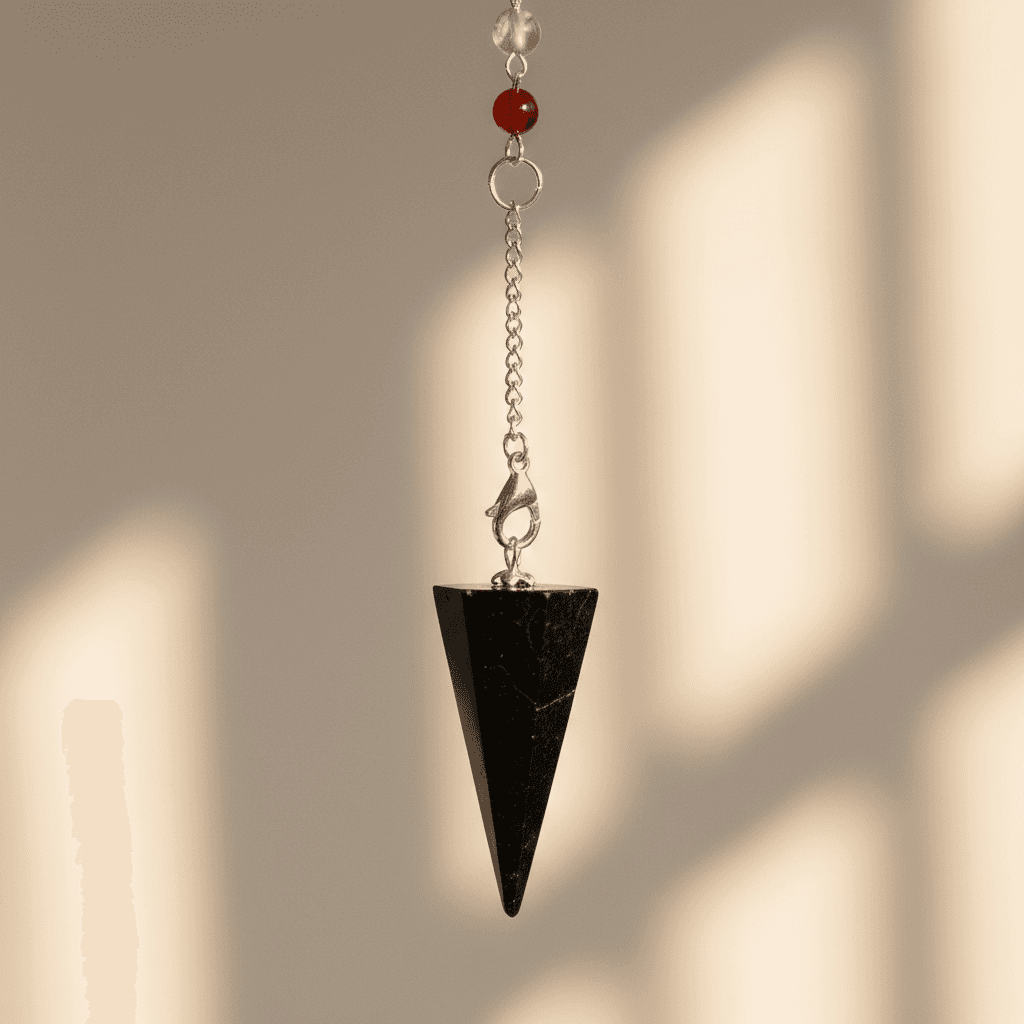 Shungite Chakra Pendulum, 6-Sided, alternate view