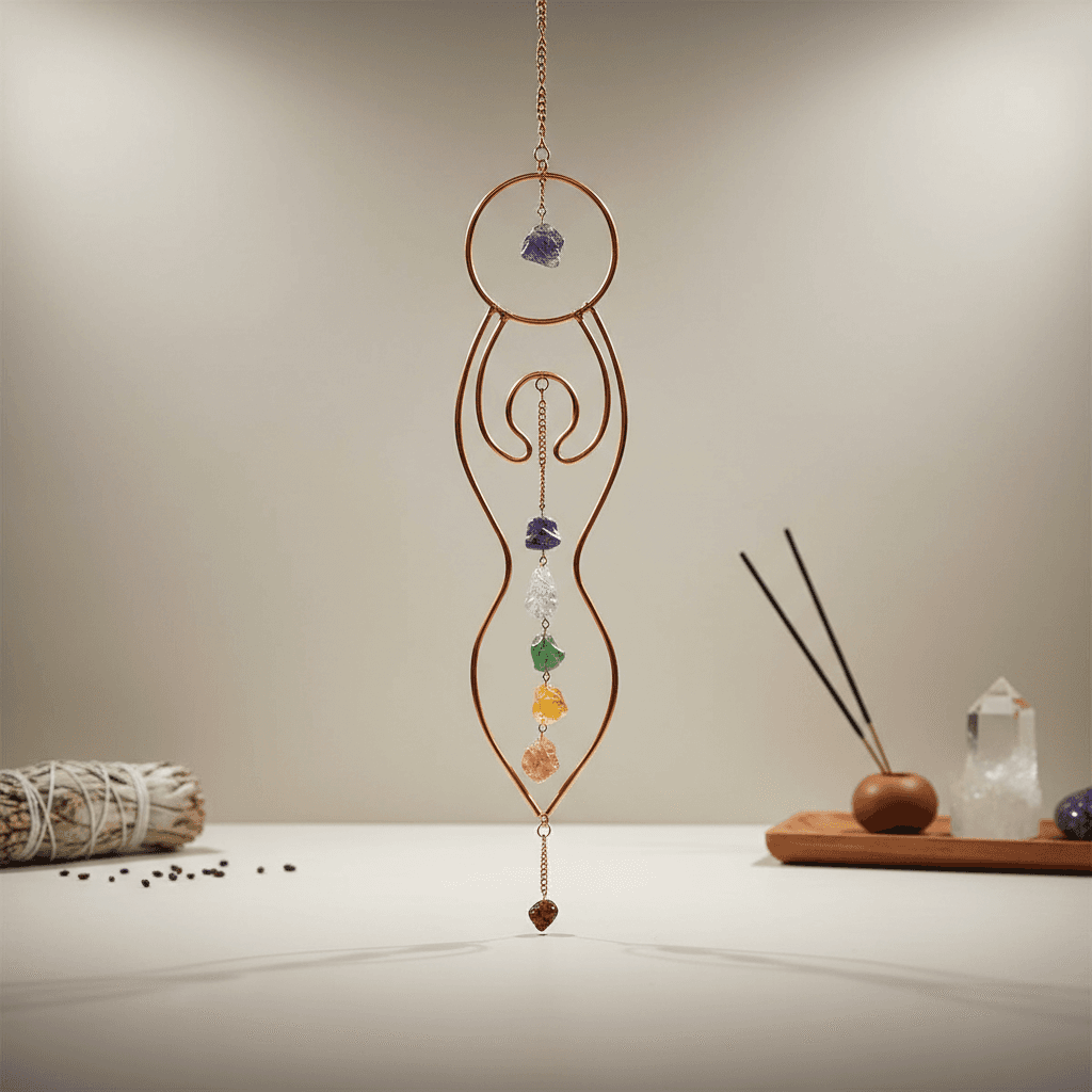 Goddess with Chakra Stones Wall Hanging, 19" x 3", alternate view