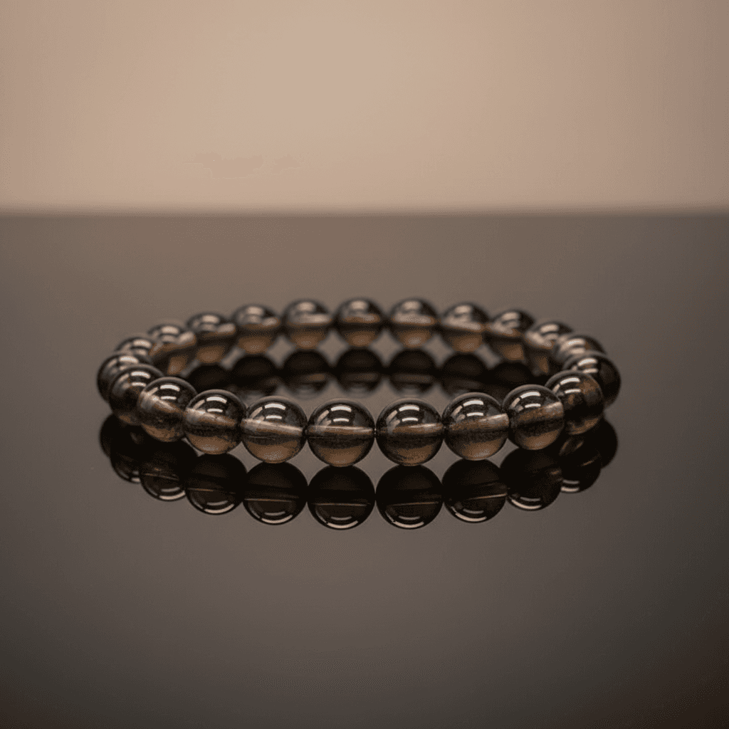 Smoky Quartz Bracelet, 8mm, detail view