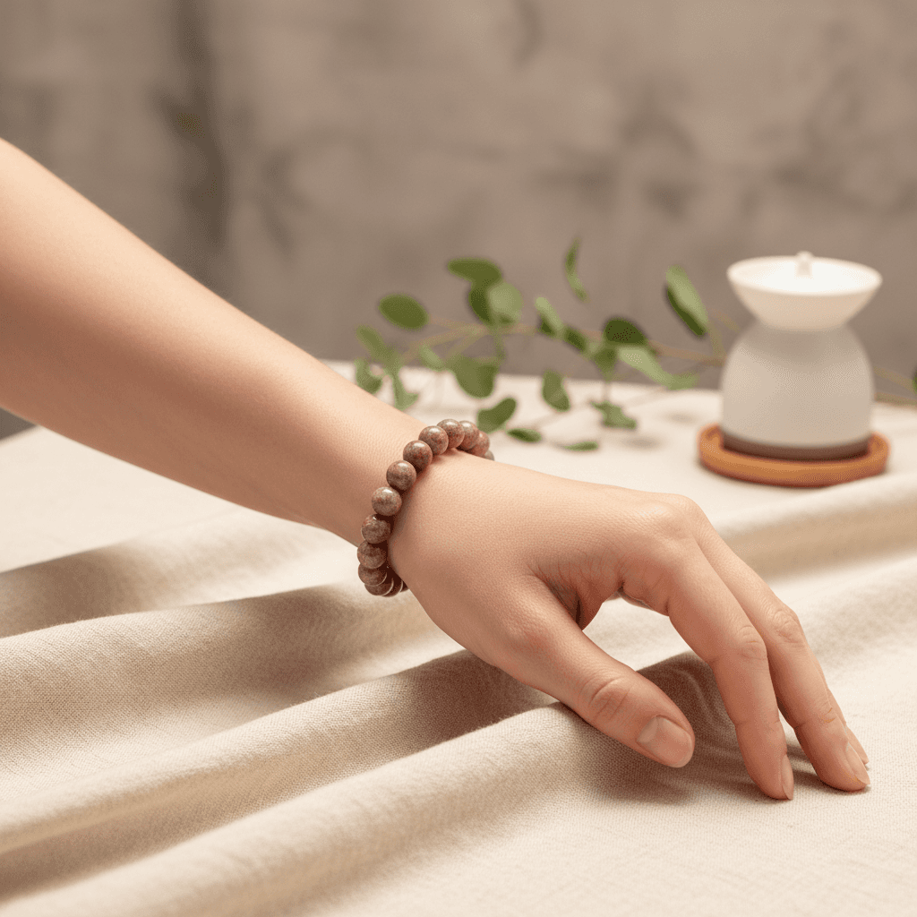 Lepidolite Bracelet, 8mm, detail view