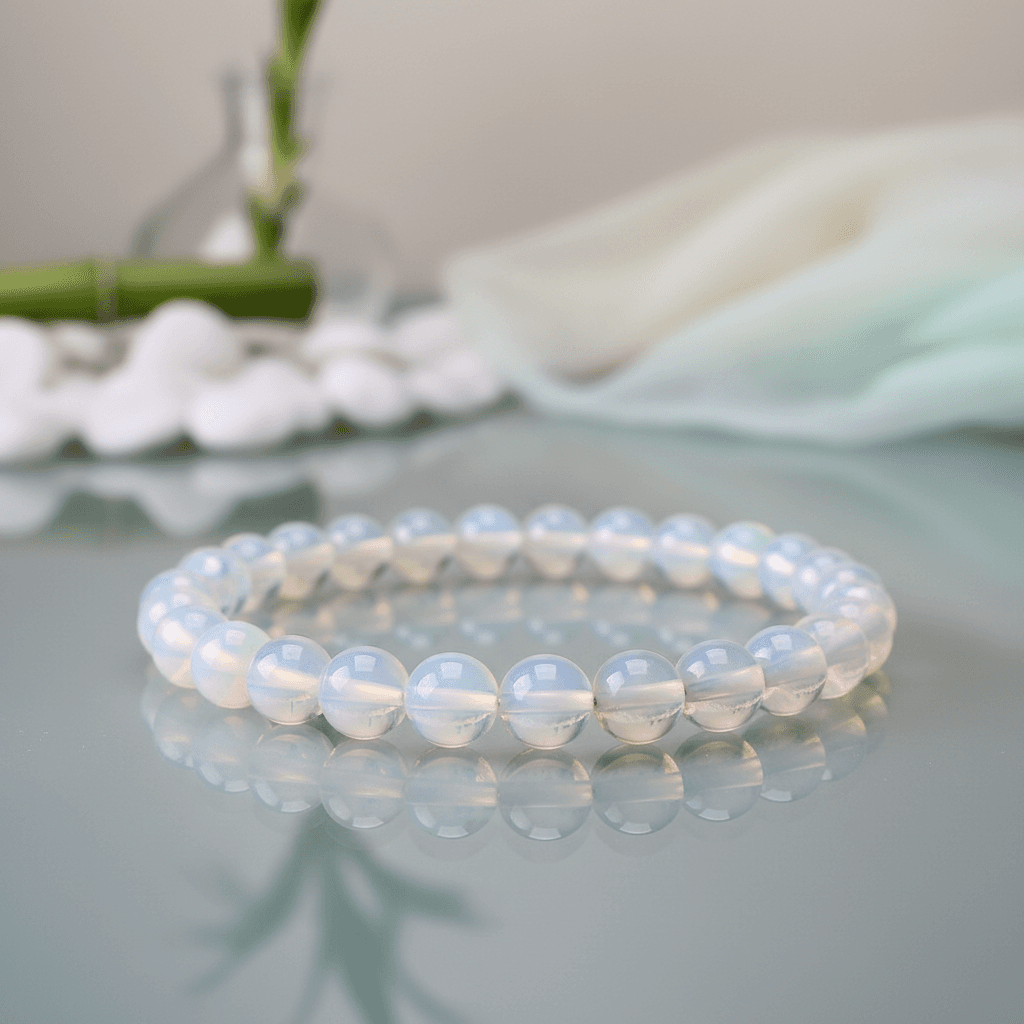 Opalite Beaded Bracelet, 8mm, Warm Tone, alternate view
